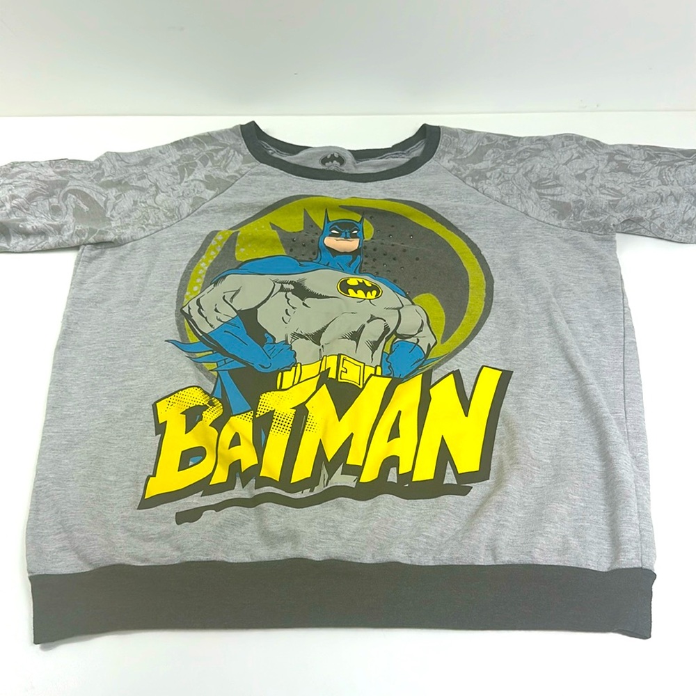 Women’s Gray BATMAN OFFICIAL Long Sleeve Activewear Shirt Size XL Comic Books